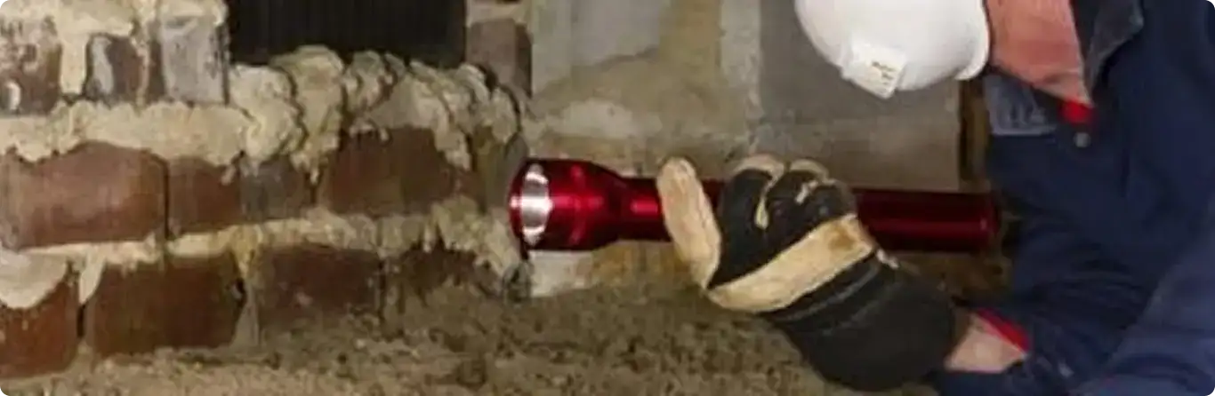 Pest control technician inspecting a crawl space for ant activity in Carson City, NV